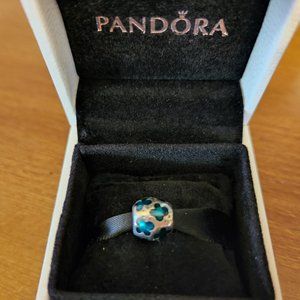 Authentic Pandora 925 ALE Silver Butterfly Charm Teal / Turquoise Enamel Retired